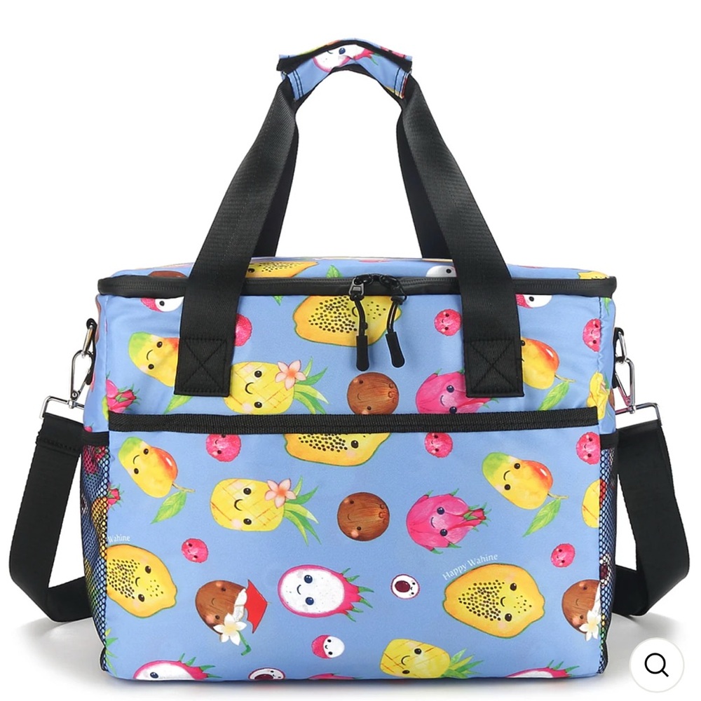 Happy Wahine Cooler Bag Tote  Large Fruits Hawaii Lavender NWT